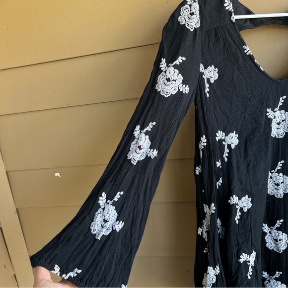 Free People Embroidered Austin Mini Dress in Black - Size Small - Boho Hippie - Picture 3 of 6